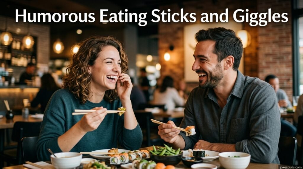 Humorous Eating Sticks and Giggles