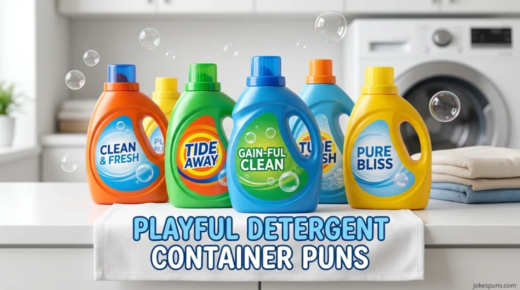 Playful Detergent Container Puns